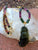 Moldavite carved Quan Yin with Faceted Tourmaline Necklace