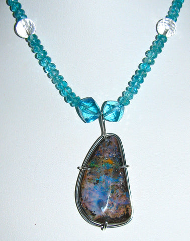 Apatite and Boulder Opal Necklace