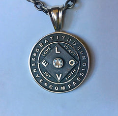 Love + Gratitude Medallion Oxidized Sterling Silver