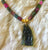 Moldavite carved Quan Yin and fancy Tourmaline necklace