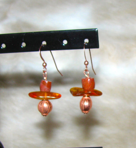 Copper and Amber Earrings