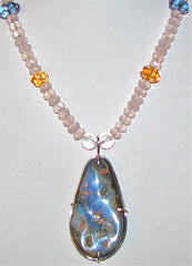 Large Boulder Opal and Rose Quartz necklace